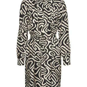 Vmvigdis L/s Abk Shirt Dress Wvn Bt - Zwart Dessin