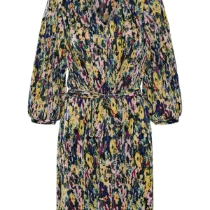 Vmjosy 3/4 Plissé Dress Wvn Btq - Zwart Dessin