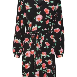 Vmhyms Lia Ls Knee Dress Wvn - Zwart Dessin