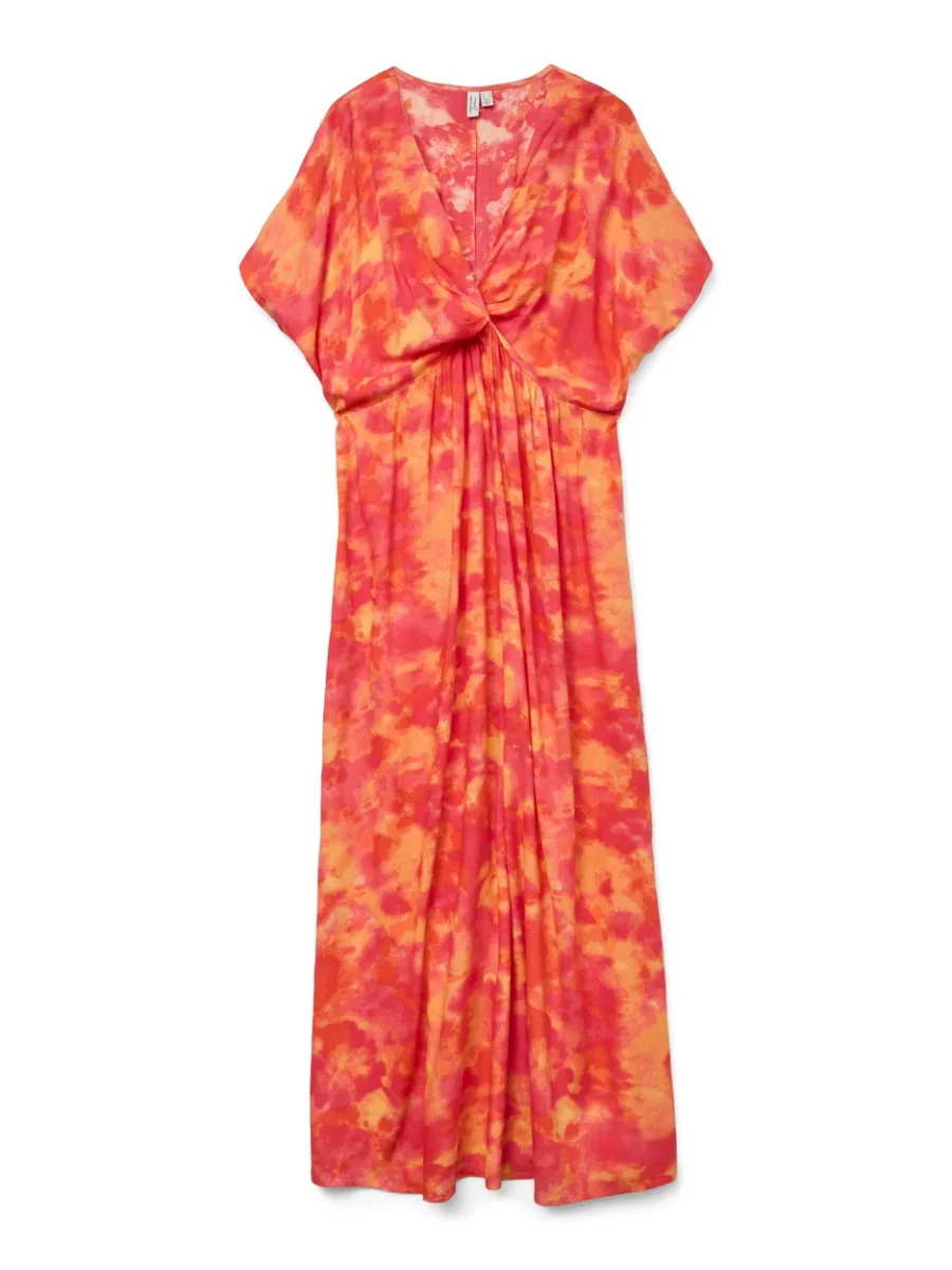 Vmciana Ss V-neck Ankle Dress Wvn L - Oranje Dessin - Afbeelding 2