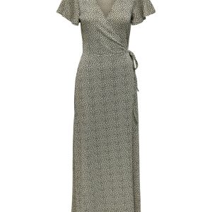 Onlpauline S/s Wrap Dress Jrs - Groen Dessin