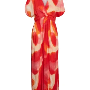 Vmjade S/s V-neck Ankle Dress Wvn L - Rood Dessin