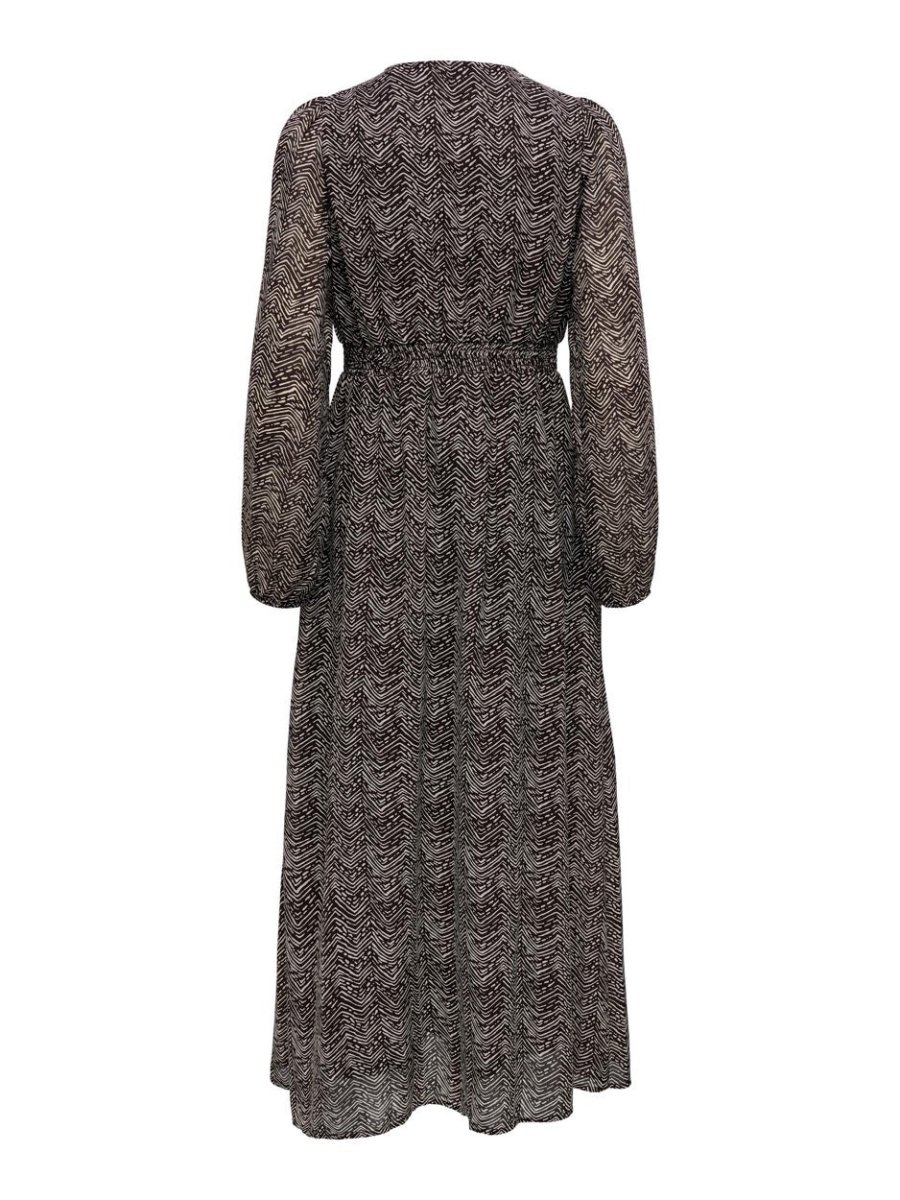 Onlstar Life L/s Amanda Long Dress - Bruin Dessin - Afbeelding 3