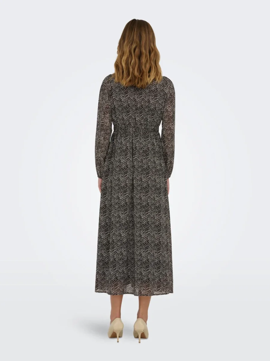 Onlstar Life L/s Amanda Long Dress - Bruin Dessin - Afbeelding 5