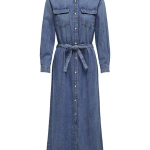 Onltrudy L/s Belt Dnm Dress Akm - Blue Denim