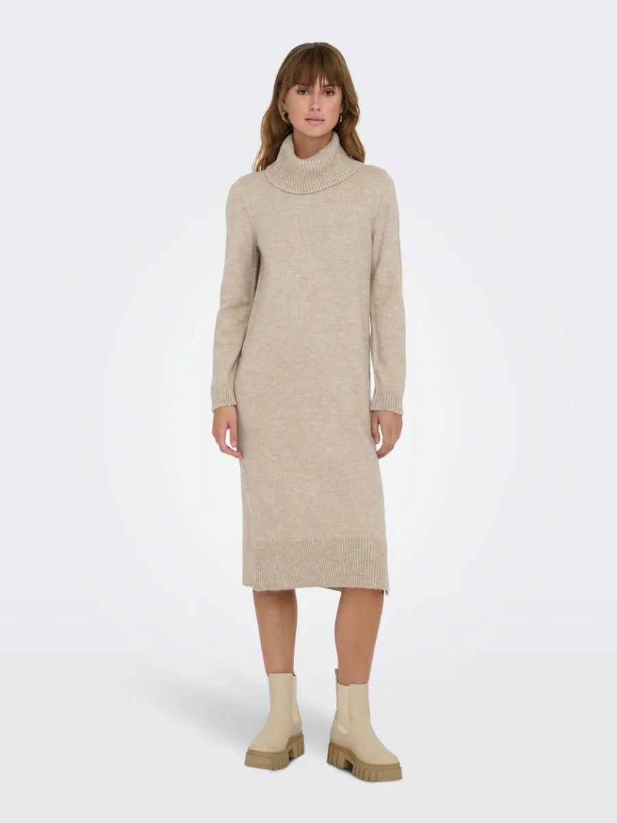 Onlbrandie L/s Rollneck Dress Knt N - Beige - Afbeelding 4