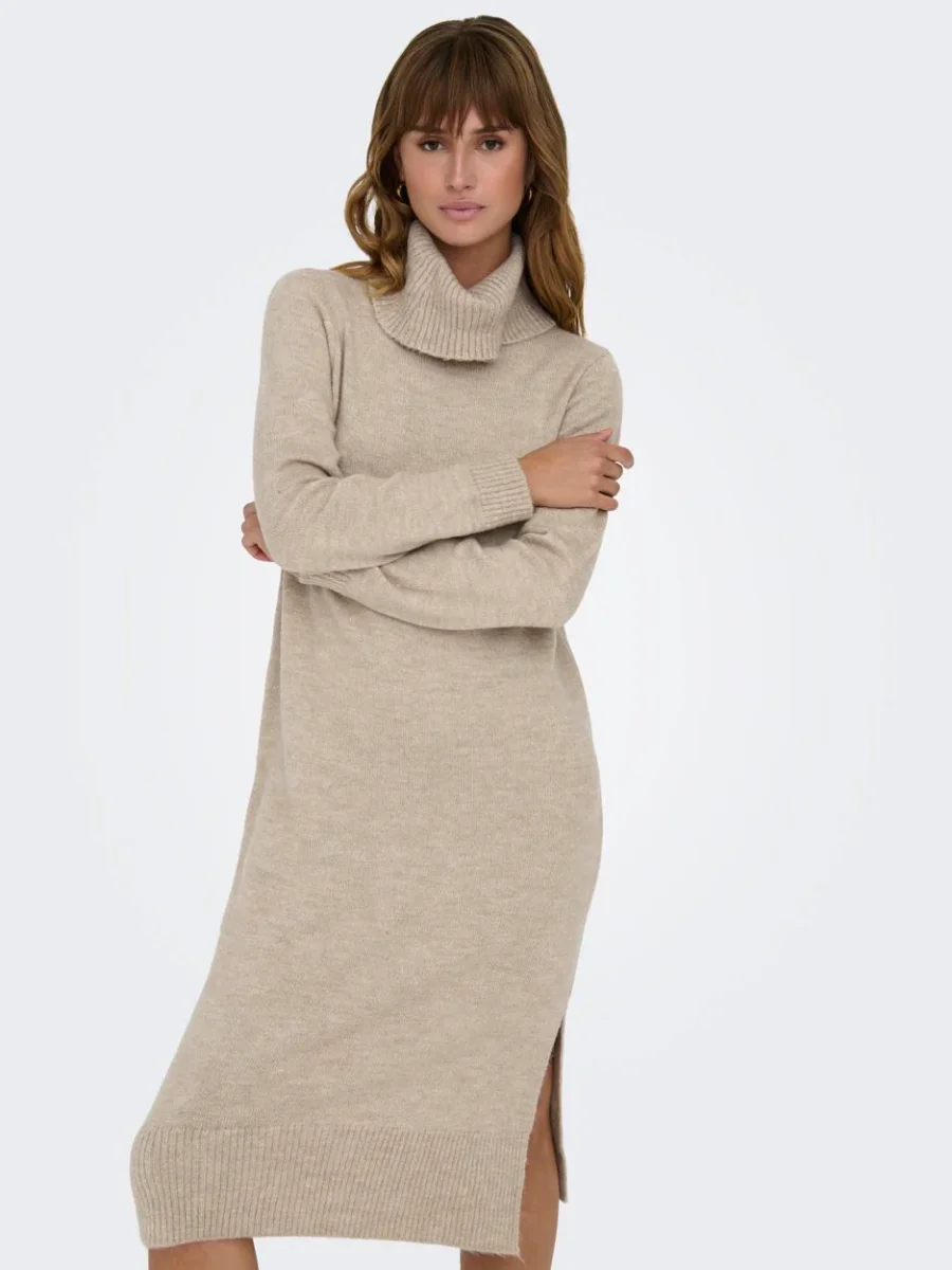 Onlbrandie L/s Rollneck Dress Knt N - Beige - Afbeelding 6