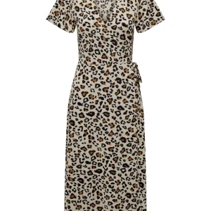 Onlpauline S/s Long Wrap Dress Cs J - Zand Dessin