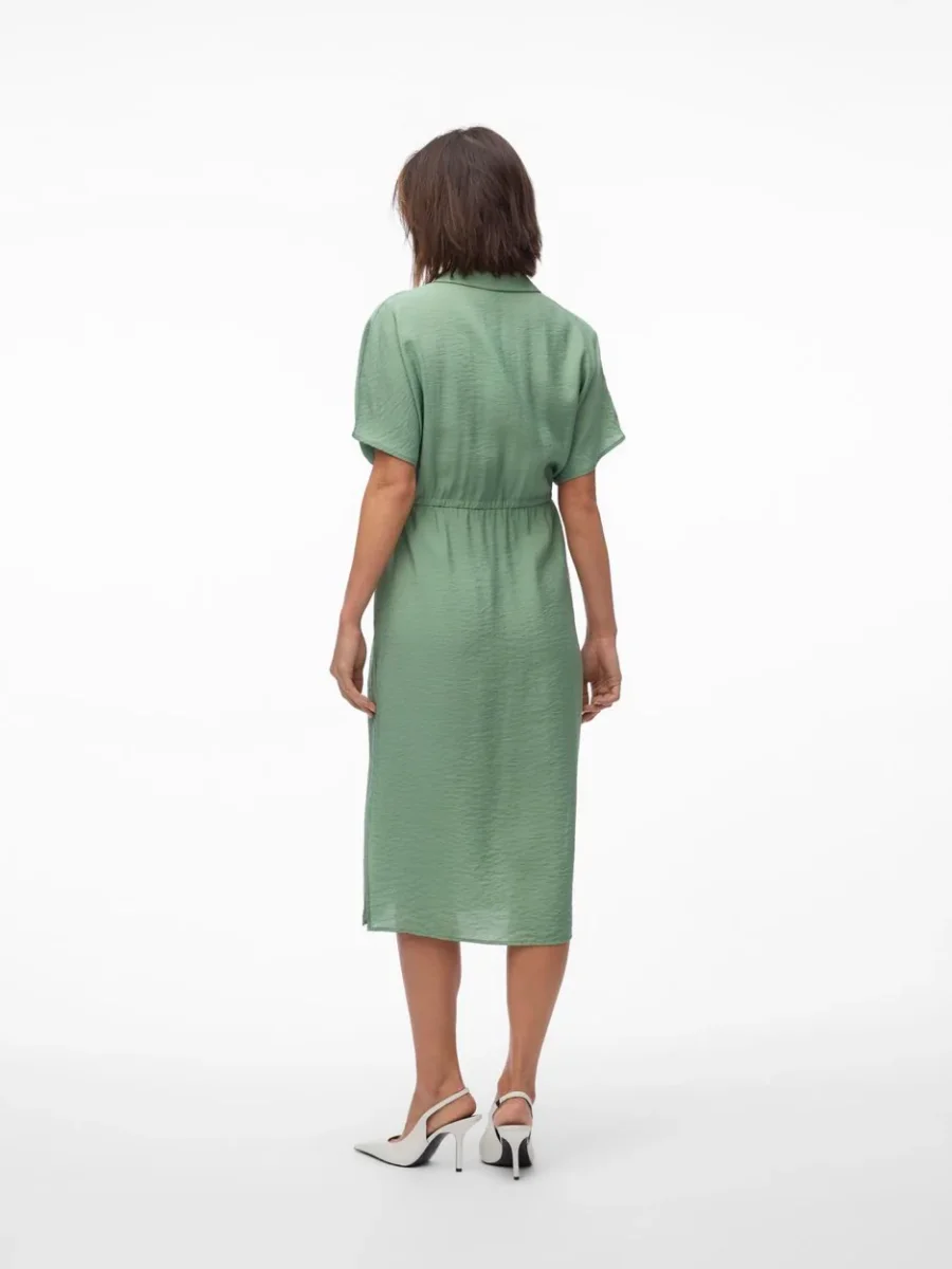 Vmiris S/s Shirt Calf Dress Wvn Ga - Olijf - Afbeelding 4