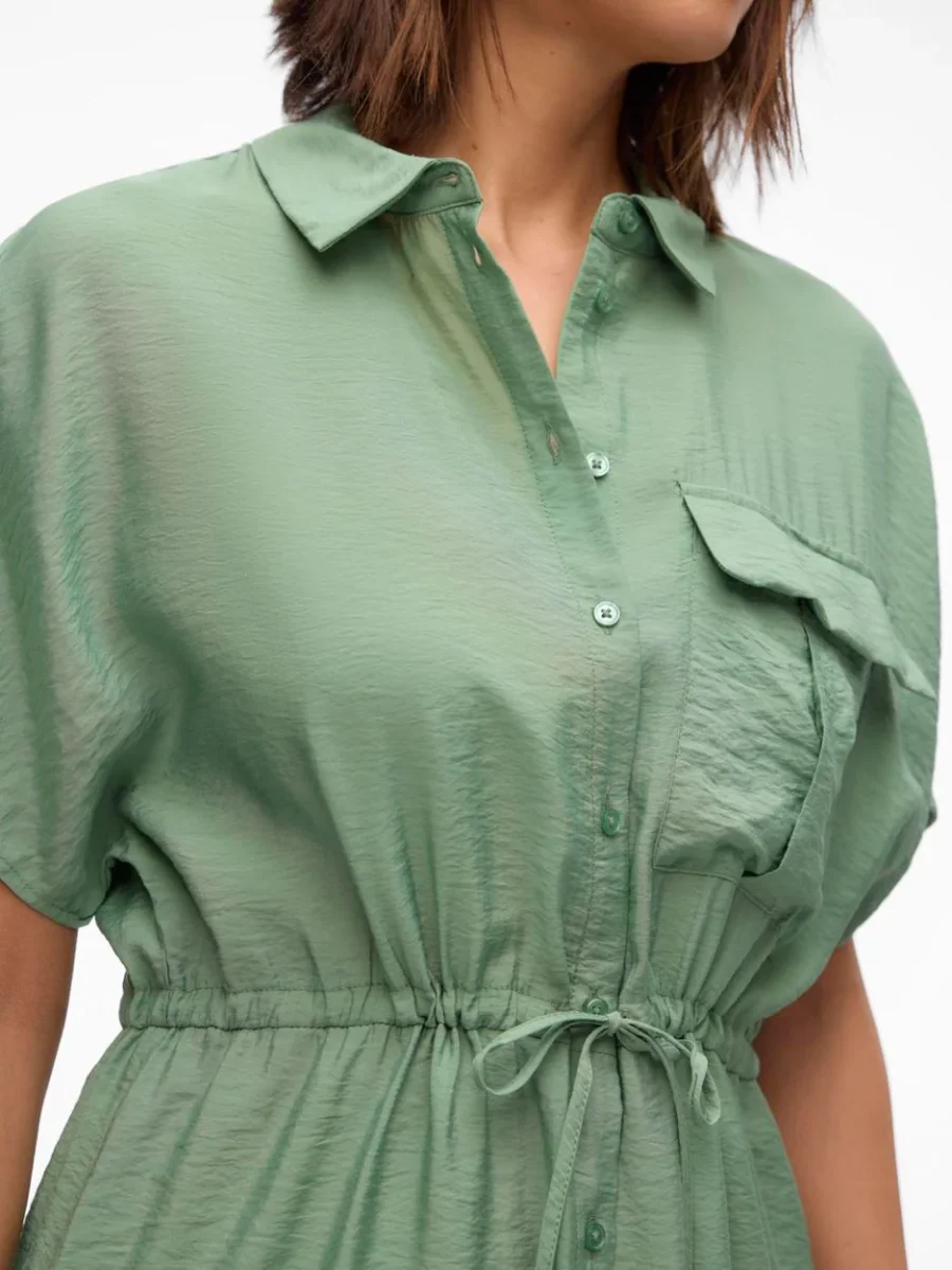 Vmiris S/s Shirt Calf Dress Wvn Ga - Olijf - Afbeelding 5