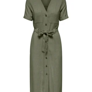 Onlsiesta Ss Linen Bl Shirt Dress P - Army