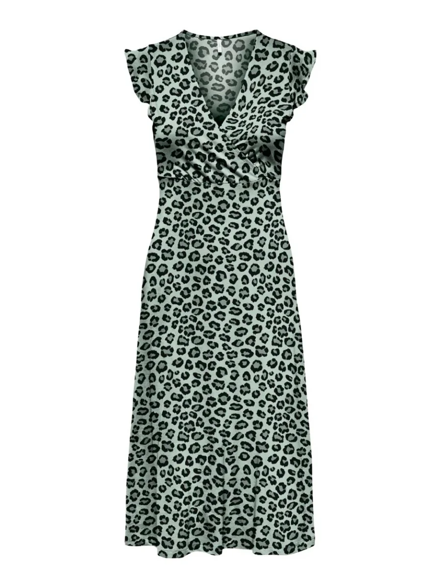 Onlmay Life S/l Wrap Midi Dress Jrs - Groen Dessin