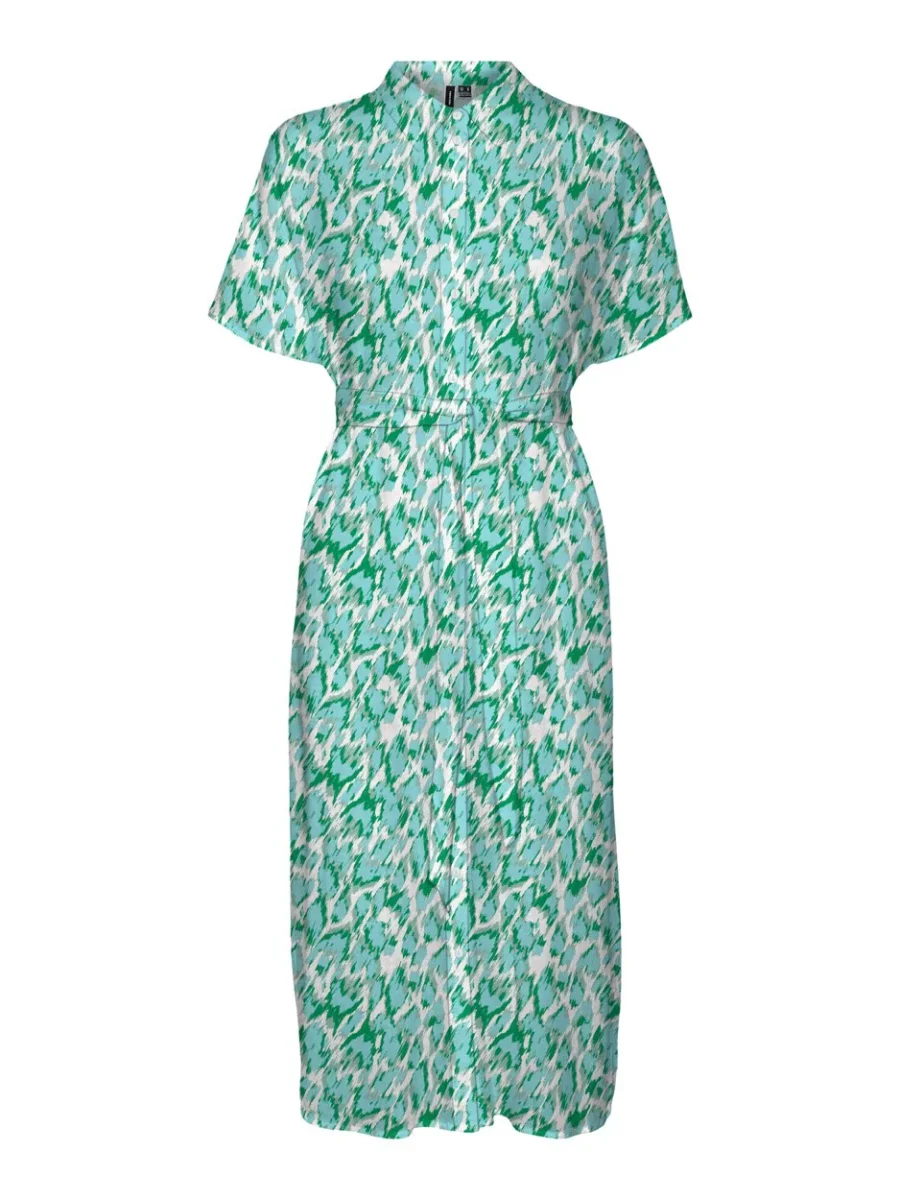 Vmmenny Ss Calf Shirt Dress Wvn Ga - Groen Dessin