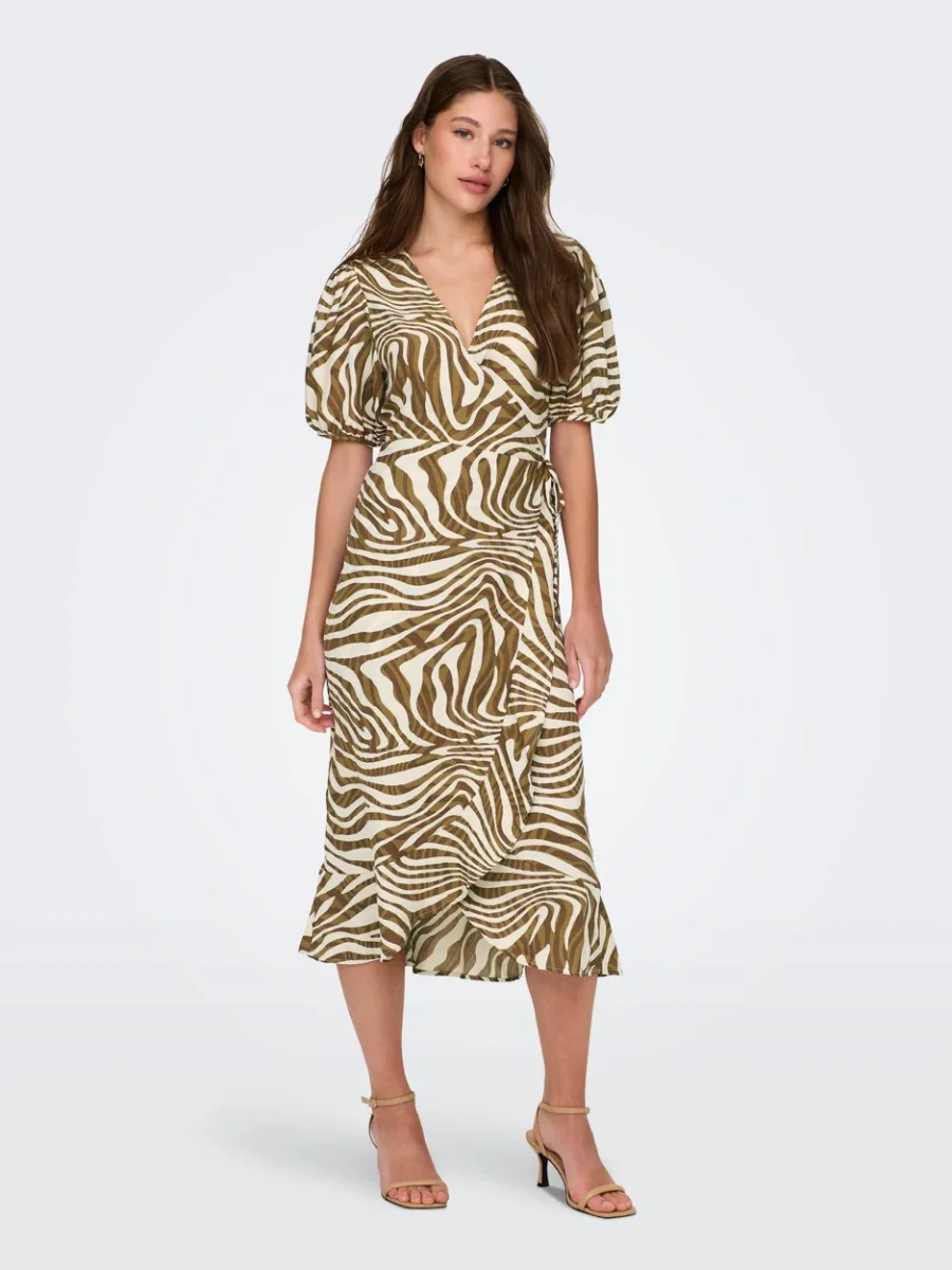 Onlchicago Life S/s Midi Dress Ptm - Bruin Dessin - Afbeelding 4