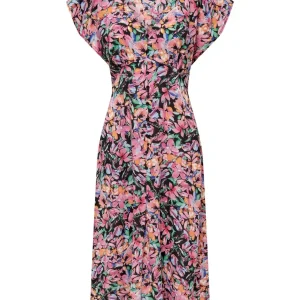 Jdyriver S/s V-neck Midi Dress Wvn - Zwart Dessin