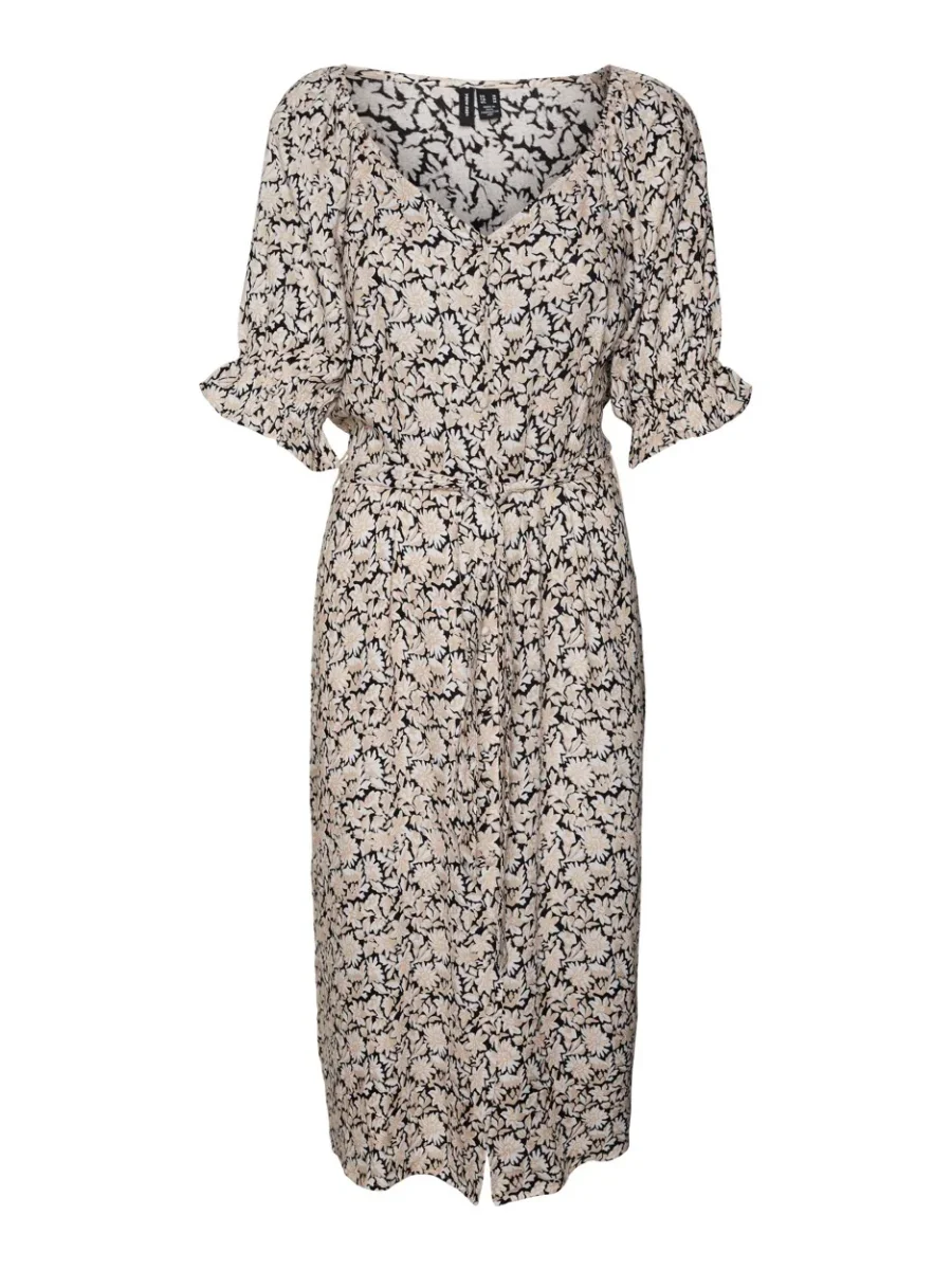 Vmrani 2/4 Calf Shirt Dress Wvn Lcs - Zwart Dessin