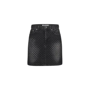 Monogram Skirt - Black Denim