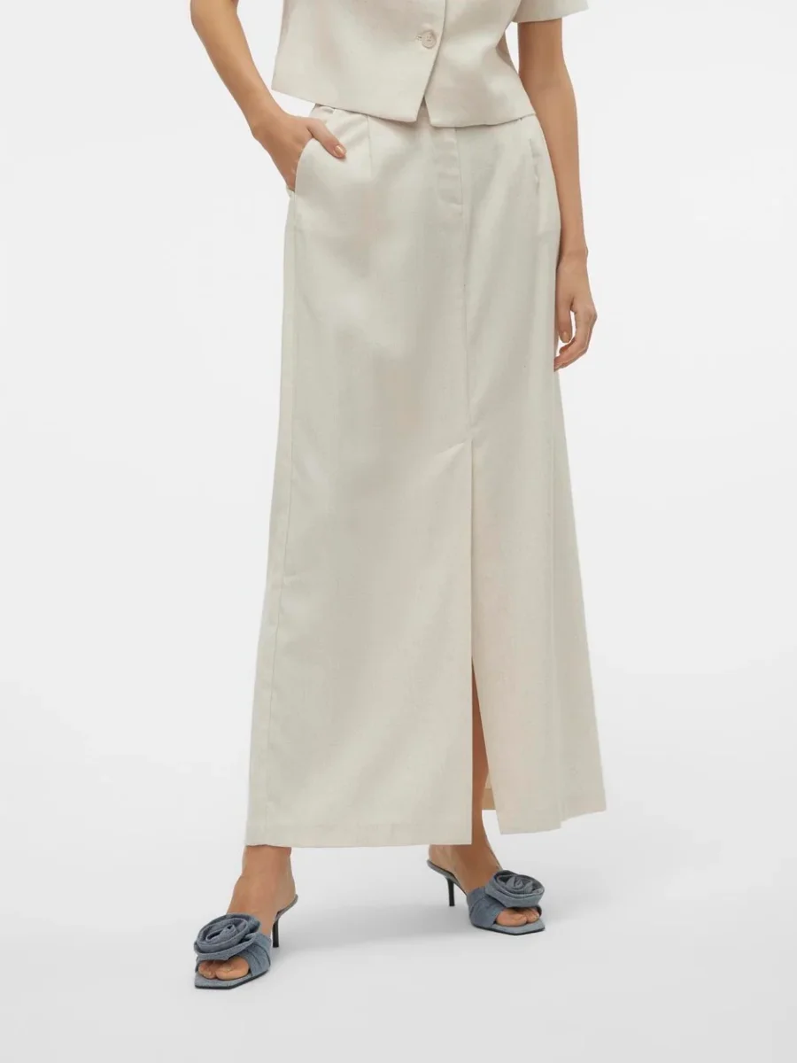 Vmflorence Hw Long Linen Skirt - Beige - Afbeelding 5