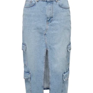 Onlposey Hw Midi Cargo Dnm Skirt Cr - Blue Denim