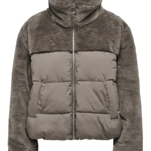 Onlwanja Fur Puffer Mix Jacket Noos Otw - Taupe