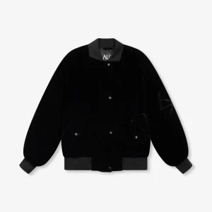 Oversized Velvet Bomber - Zwart