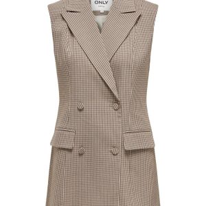 Onlmolly S/l Check Mix Vest Tlr - Zand Dessin