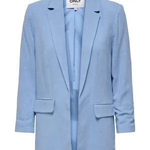 Onlsolvi Life 3/4 Linen Bl Blazer C - Lichtblauw