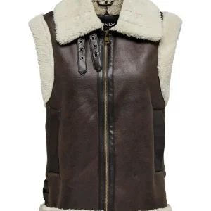 Onlbetty Faux Suede Waistcoat Otw - Bruin
