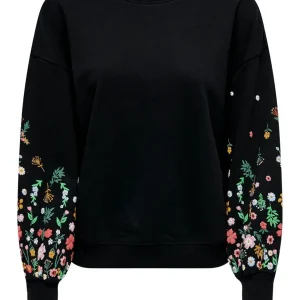 Onlbrooke L/s O-neck Flower Swt Noo - Zwart