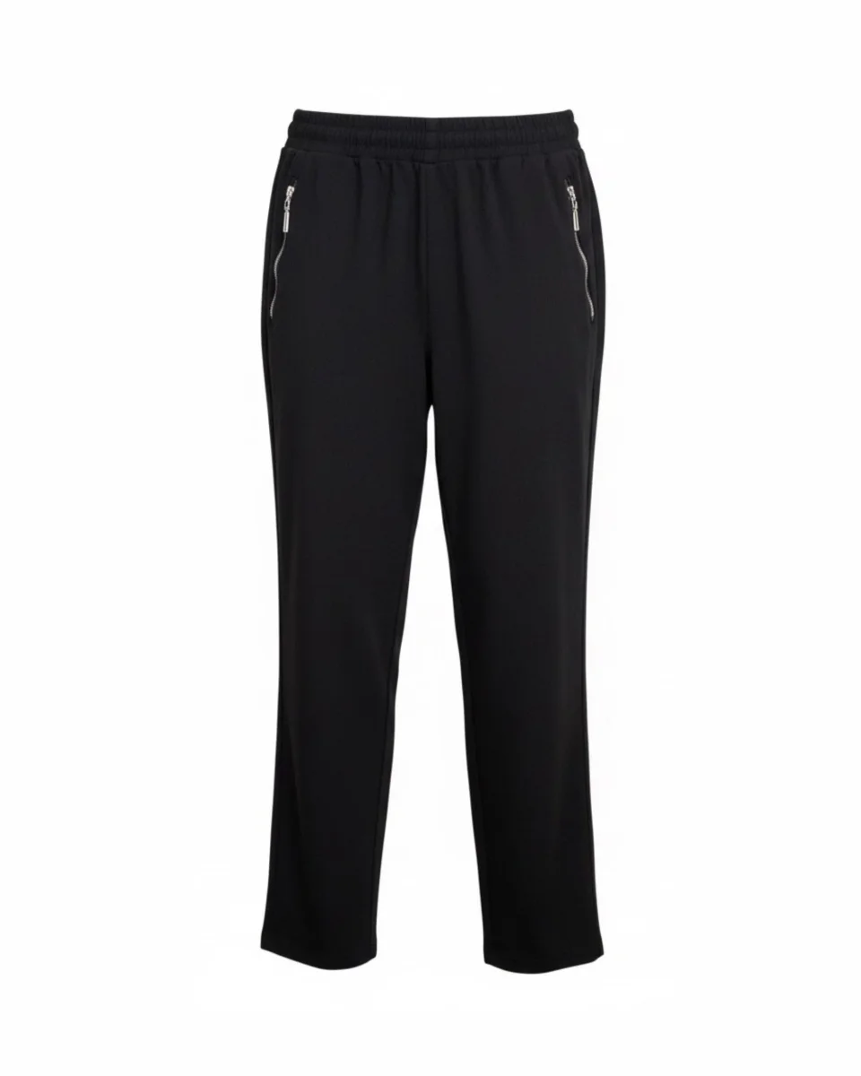 Alicia Pantalons Viscose Elastiek Kort Slimfit Zwart - Afbeelding 2