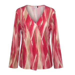 Azuri Shirt V Lange Mouwen lina Fuchsia Beige