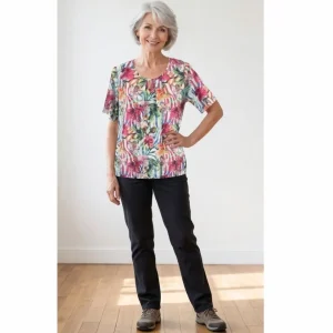 Blouson Shirt Bloem Fuchsia Groen Geel