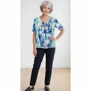 Blouson Shirt Bloem Groen Blauw