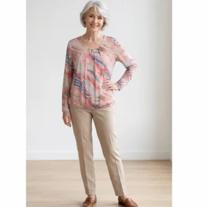 Blouson Shirt 3/4 Roze Blauw Beige