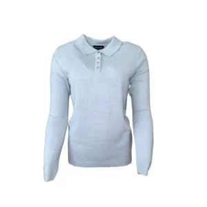 Cashmere Feeling Polo Trui Uni Pastel Blue