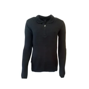 Cashmere Feeling Polo Trui Uni Zwart