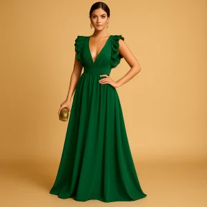 Mila | Elegante damesjurk met ruches en lange mouwen