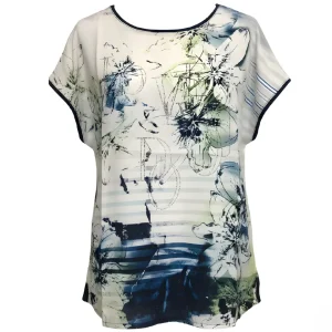 Gabriele K. T-Shirt Met Dessin Voorzijde En Strass Donkerblauw Groen