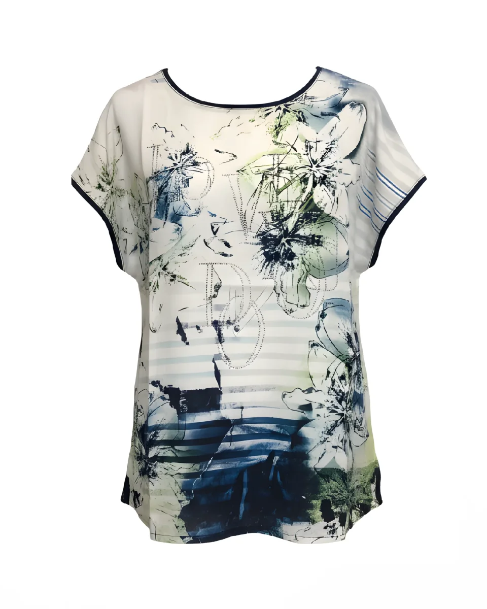 Gabriele K. T-Shirt Met Dessin Voorzijde En Strass Donkerblauw Groen