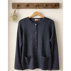 Gabriëlla K. Vest Met Knopen en Zakjes Donkerblauw