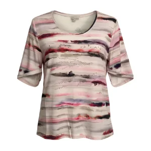 Gabriella K. Ronde Hals T-Shirt In Roze Lila Tinten