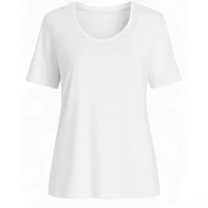Gabrielle K. Basic T-Shirt Met Strass Boord Wit