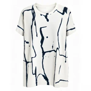 Gabrielle K. Picasso Streep T-Shirt Met Strass Donkerblauw Offwhite