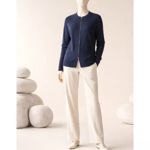 Gabriëlla K. Vest Met Rits Zakjes Donkerblauw