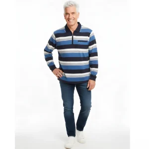 Heren Poloshirt Rits Streep Donkerblauw Kobaltblauw