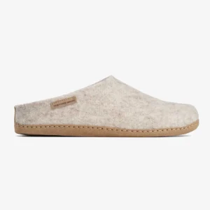 Pantoffels met leren zool - Beige