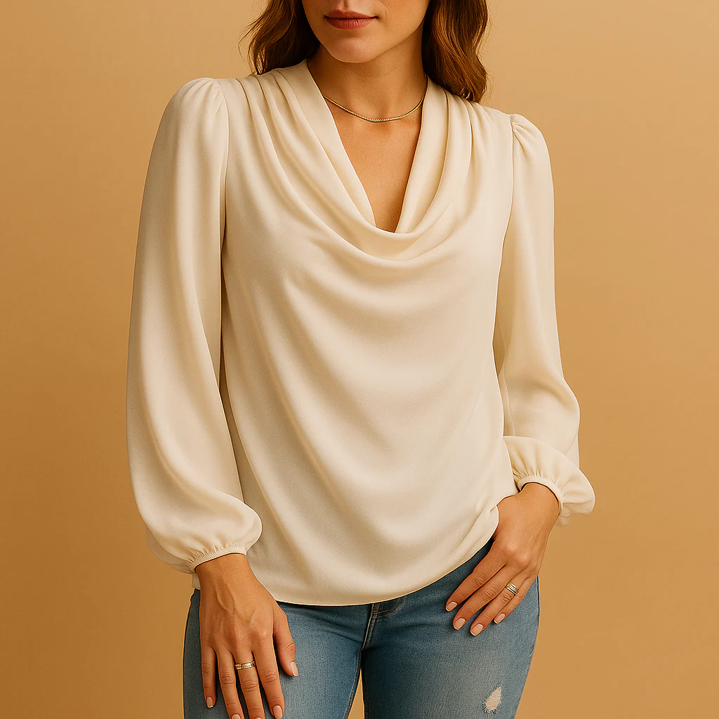 Luchtige chiffon blouse met V-hals en pofmouwen voor dames | Yara - Afbeelding 2