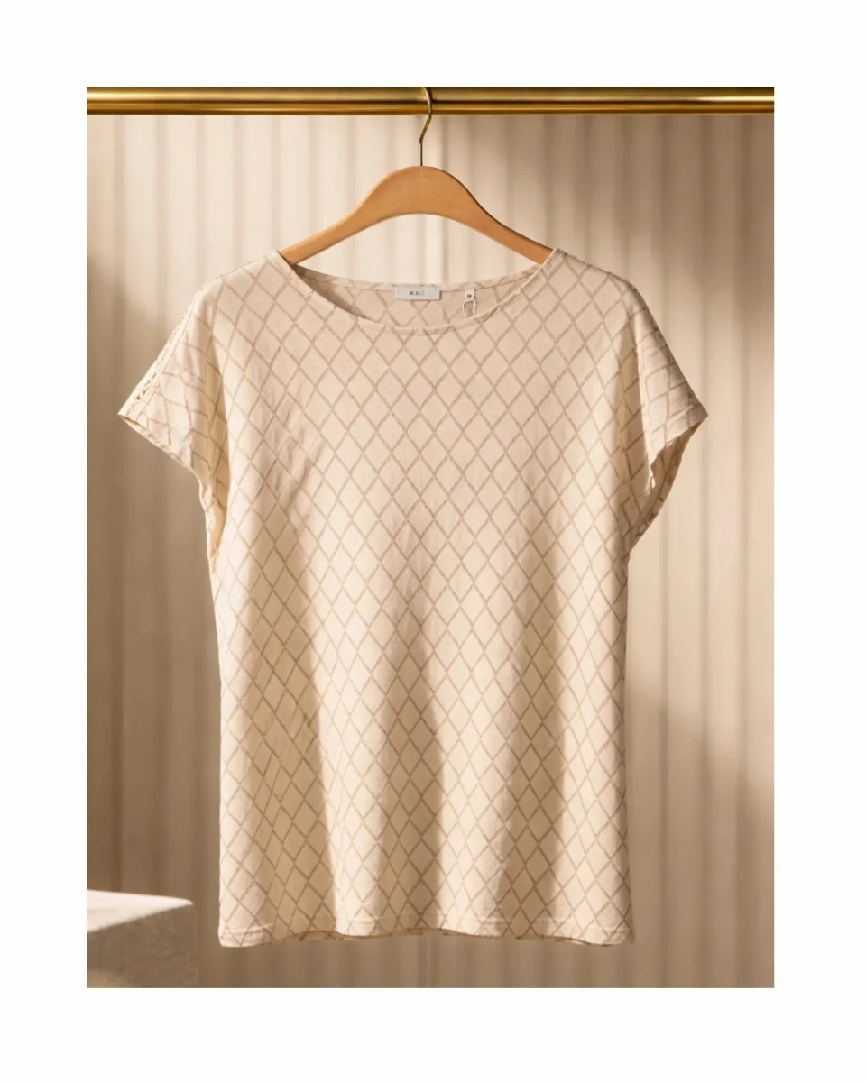 MXO Shirt Wieber Dessin Beige - Afbeelding 2