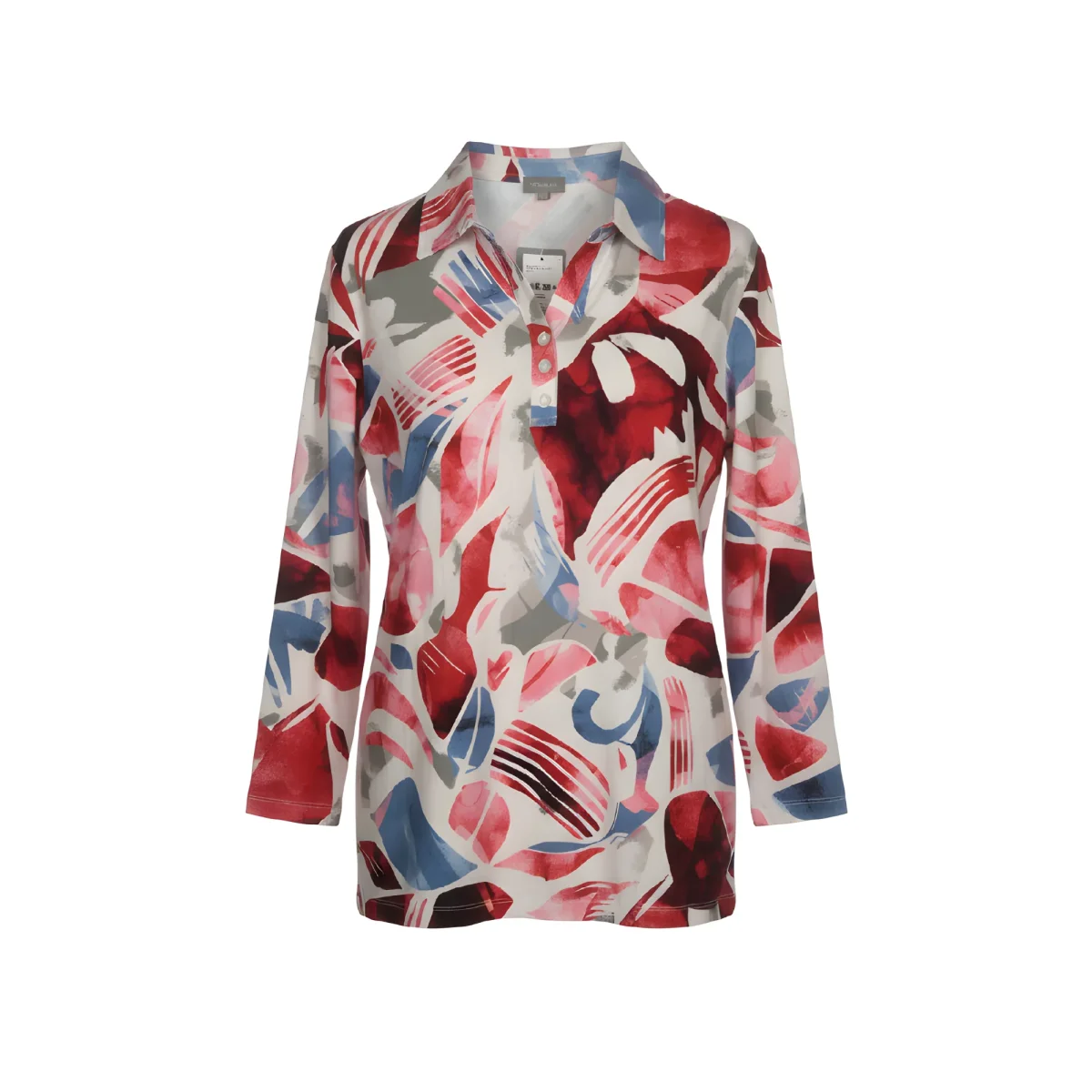 Marinello Polo Shirt Met 3/4 Mouw Rood Blauw - Afbeelding 3