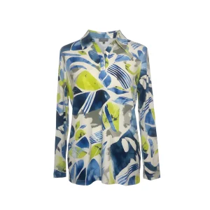 Marinello Polo Shirt Met 3/4 Mouw Kobaltblauw Groen